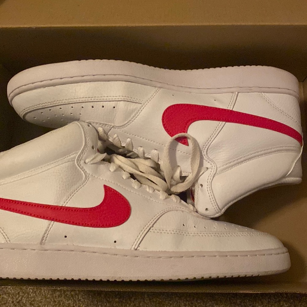 Nike court Vision Mids. Red, white. Used